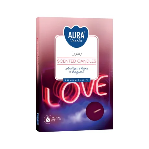 Vonné čajové sviečky Love – 6 ks