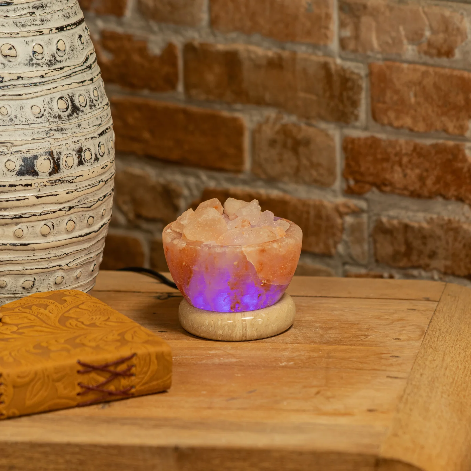 Soľná lampa Fire Bowl USB – farebné svetlo – fotka 3