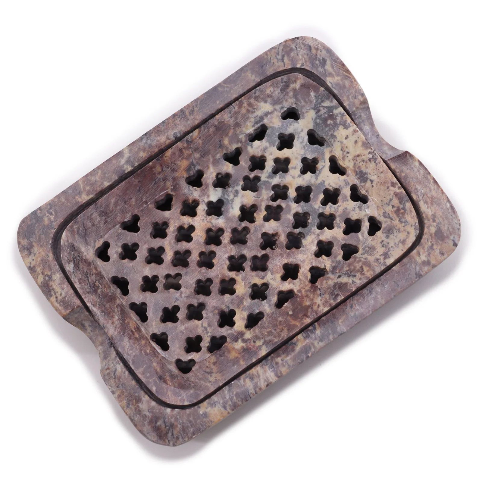 Mydelnička s odkvapkávačom z mastenca – štvorcová, 11 × 8 cm – fotka 3