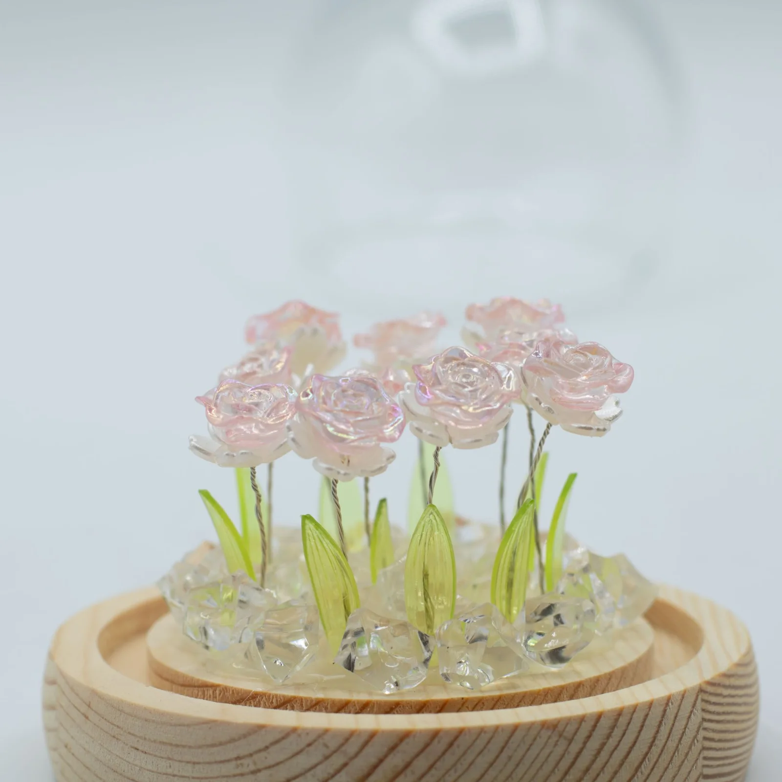 Floral Glow – LED kupola, 10 ružových ruží, USB – fotka 4