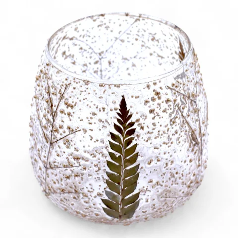 Sklenený svietnik Natural Floral – valec Pino, 10 × 9 cm