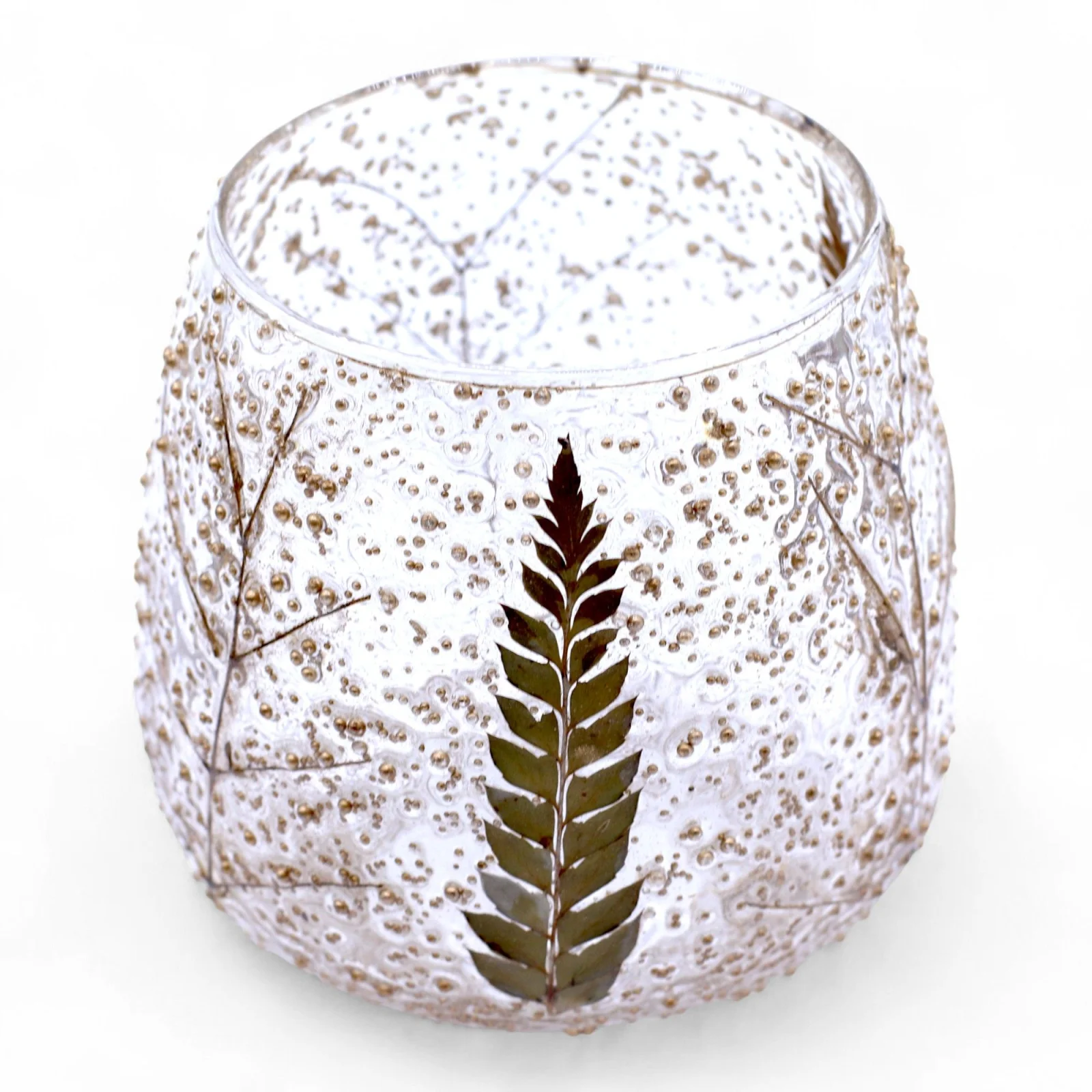 Sklenený svietnik Natural Floral – valec Pino, 10 × 9 cm – fotka 1