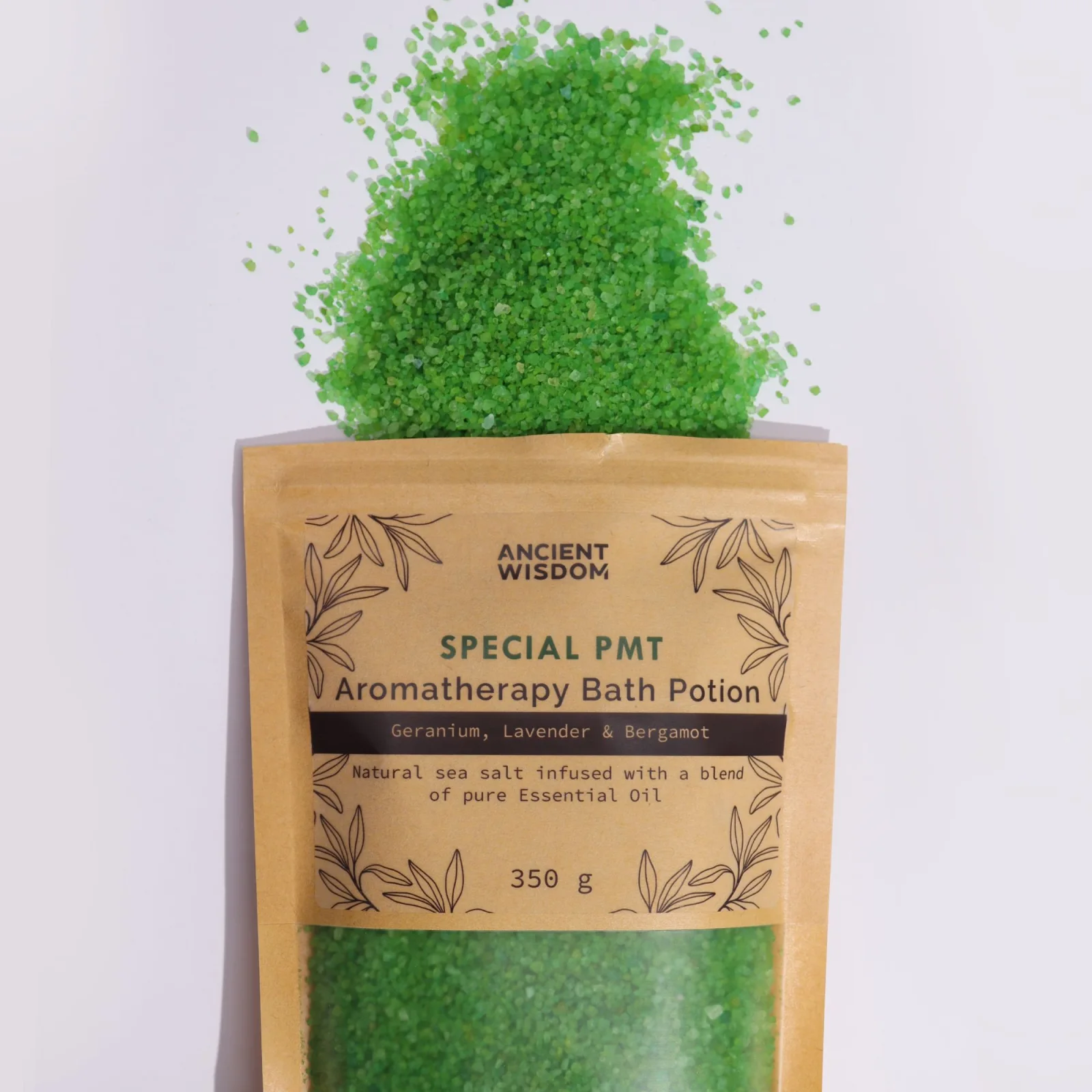 Soľ do kúpeľa PMT – pelargónia, levanduľa a bergamot, 350 g – fotka 1