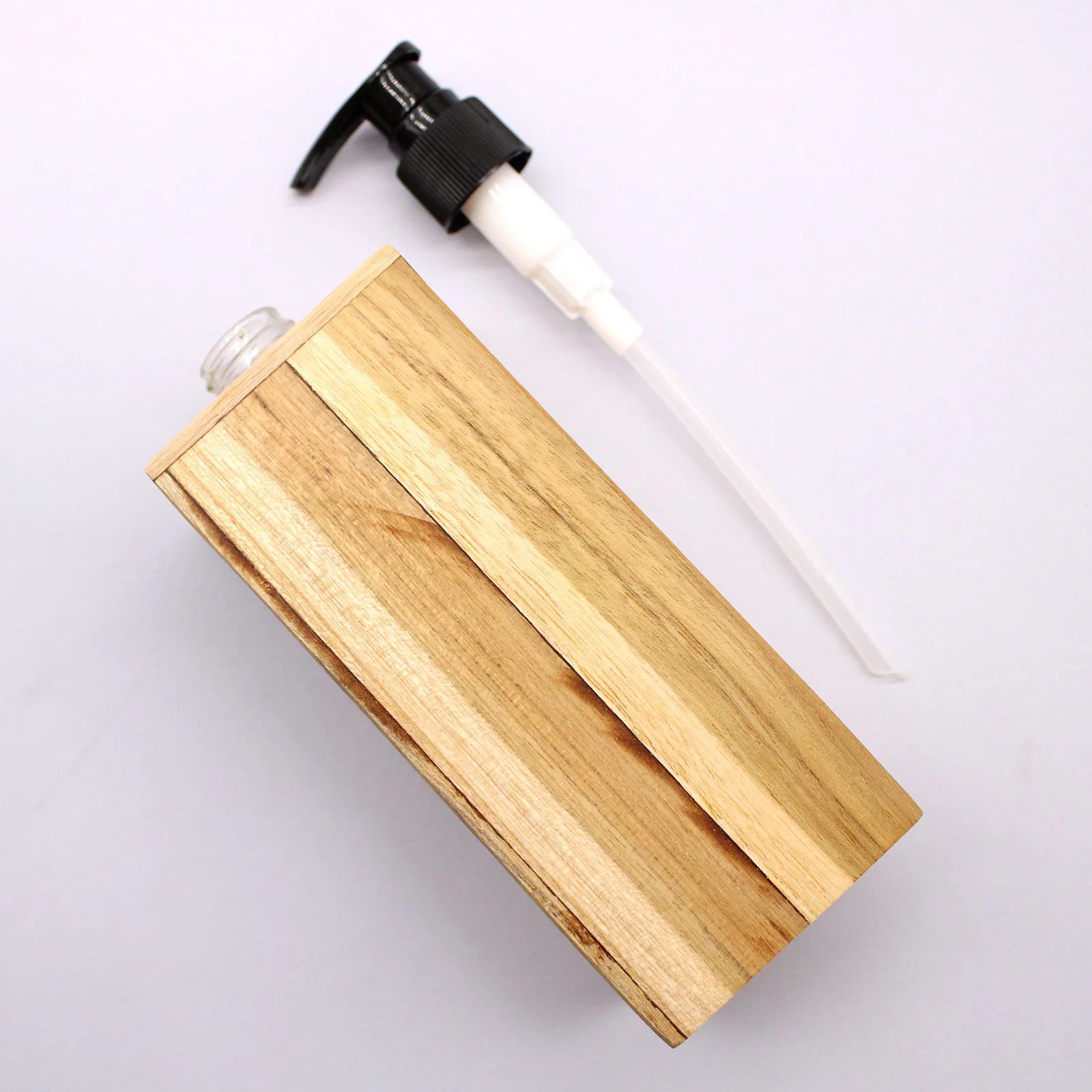 Dávkovač mydla z dreva teak – štvorcový, 200 ml – fotka 1