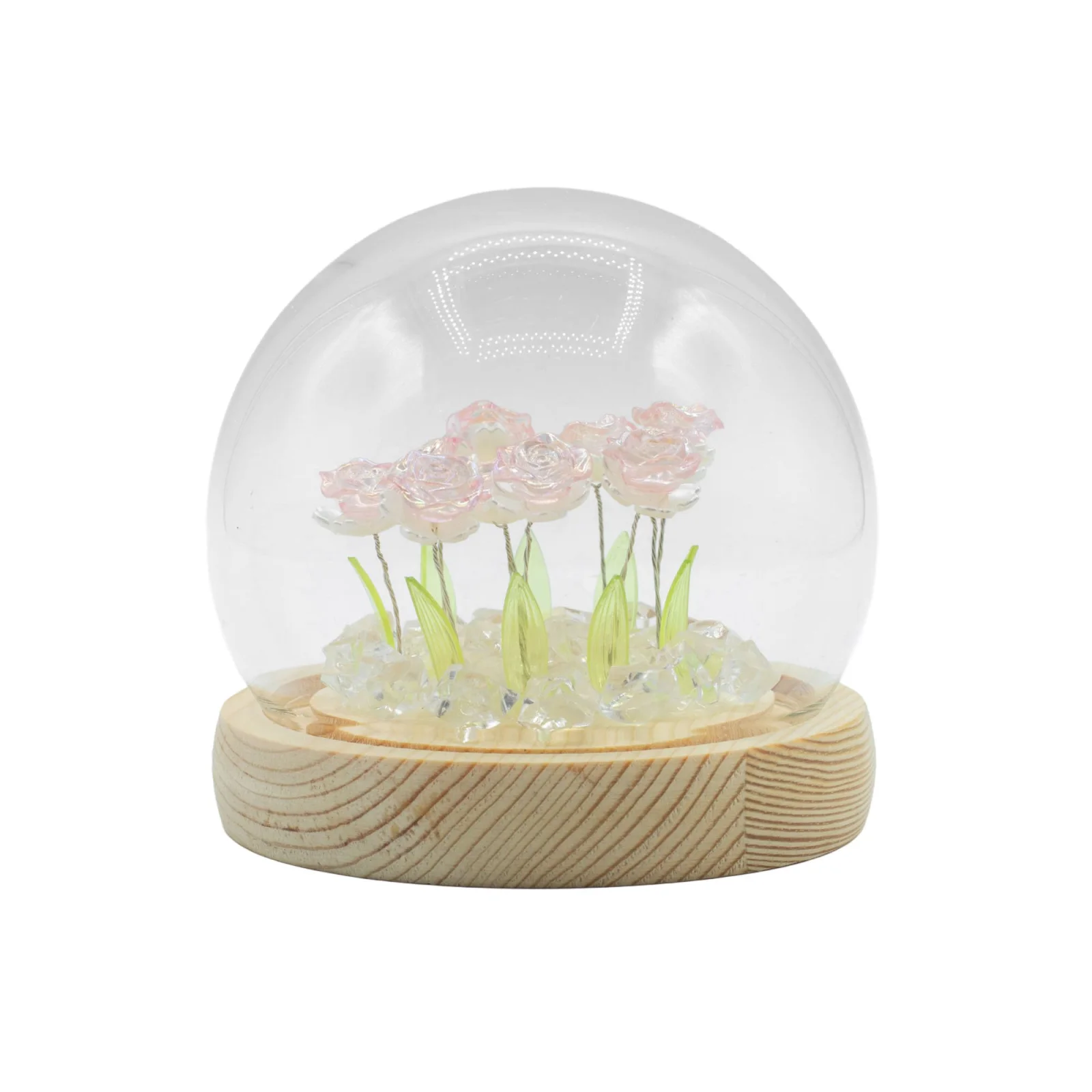 Floral Glow – LED kupola, 10 ružových ruží, USB – fotka 2