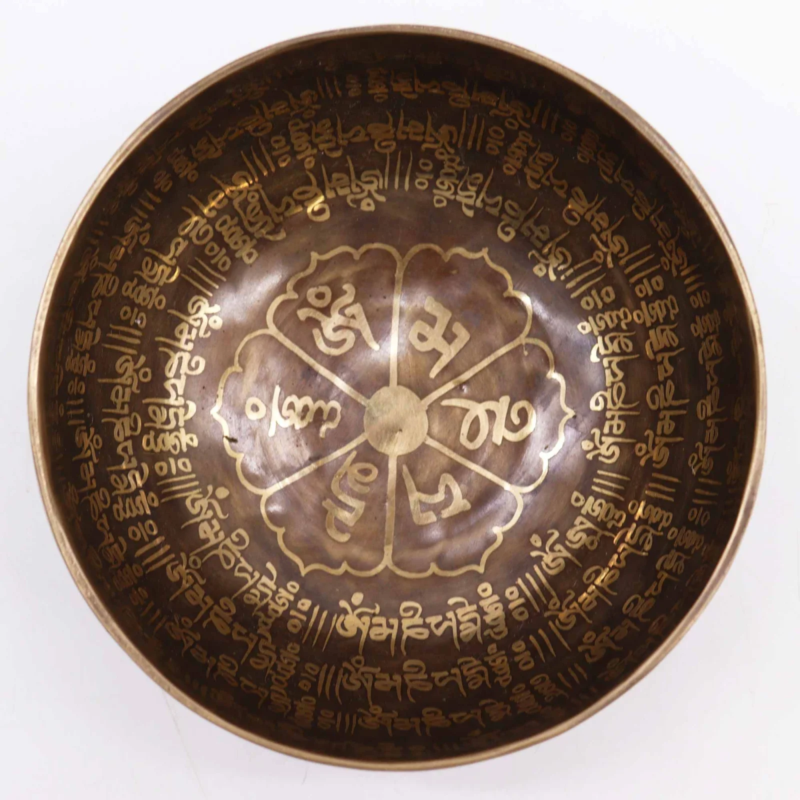 Tibetská gravírovaná miska – mantra, 16 cm – fotka 2