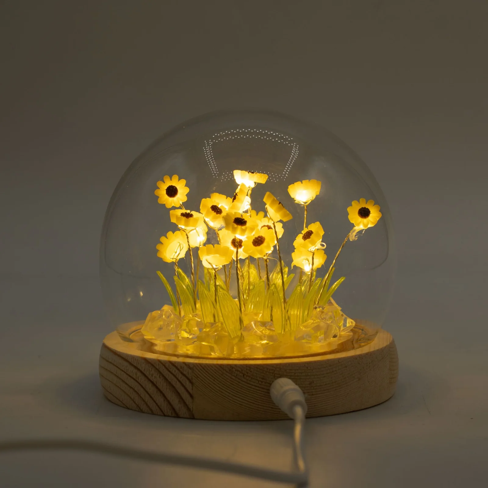 Floral Glow – LED kupola, 20 slnečníc, USB – fotka 1