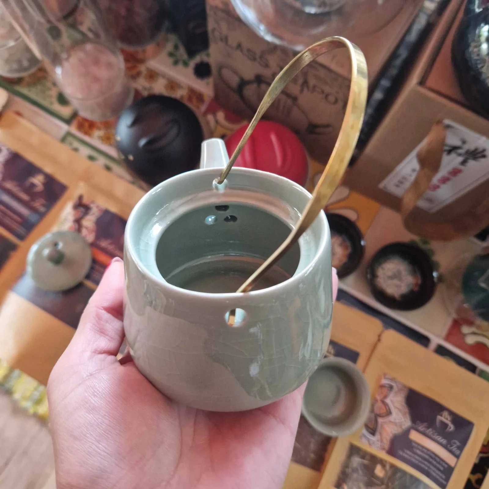 Čajová súprava Herbal Jade – čajník a 2 šálky – fotka 4