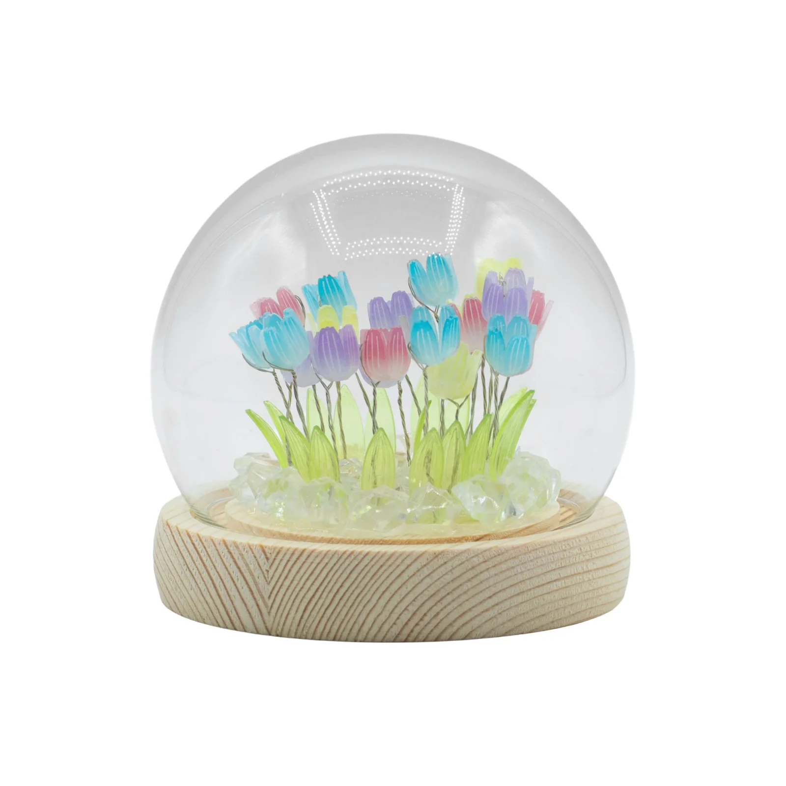 Floral Glow – LED kupola, 20 farebných tulipánov, USB – fotka 2