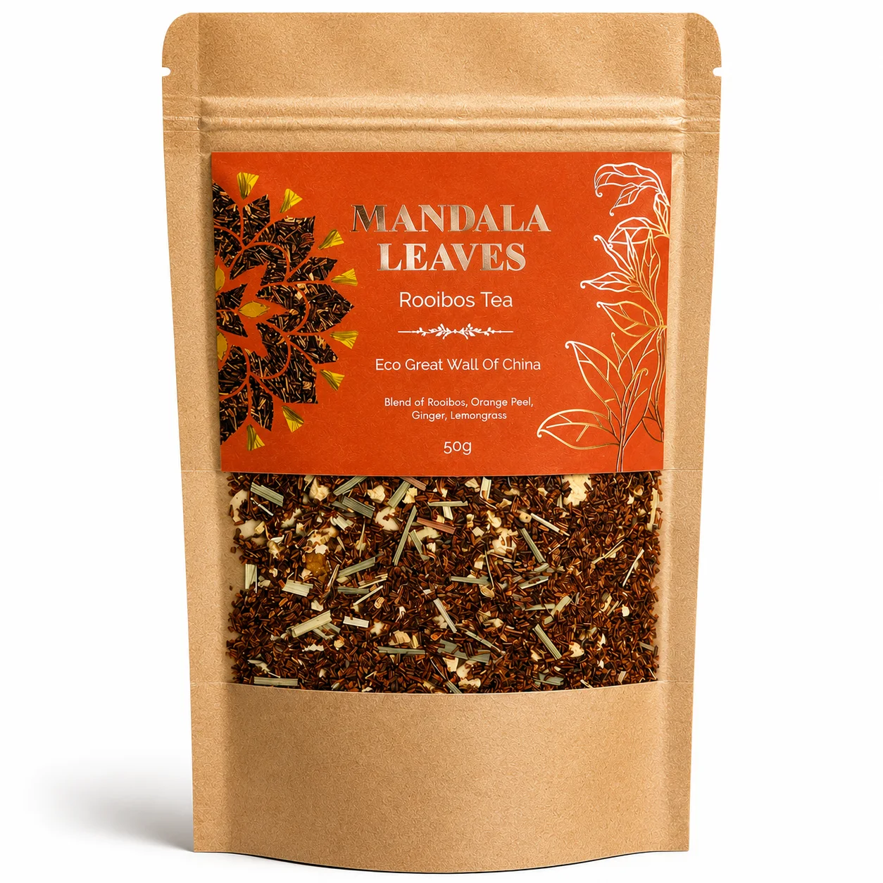 Bio rooibos Great Wall of China – pomaranč a zázvor, 50 g, vrecko – fotka 1