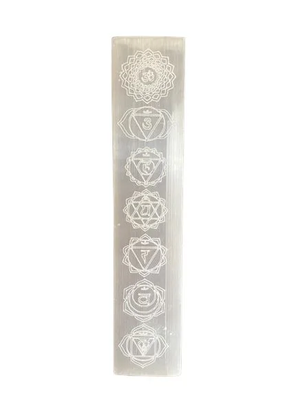 Plochá selenitová platňa 20 cm – čakry – fotka 2