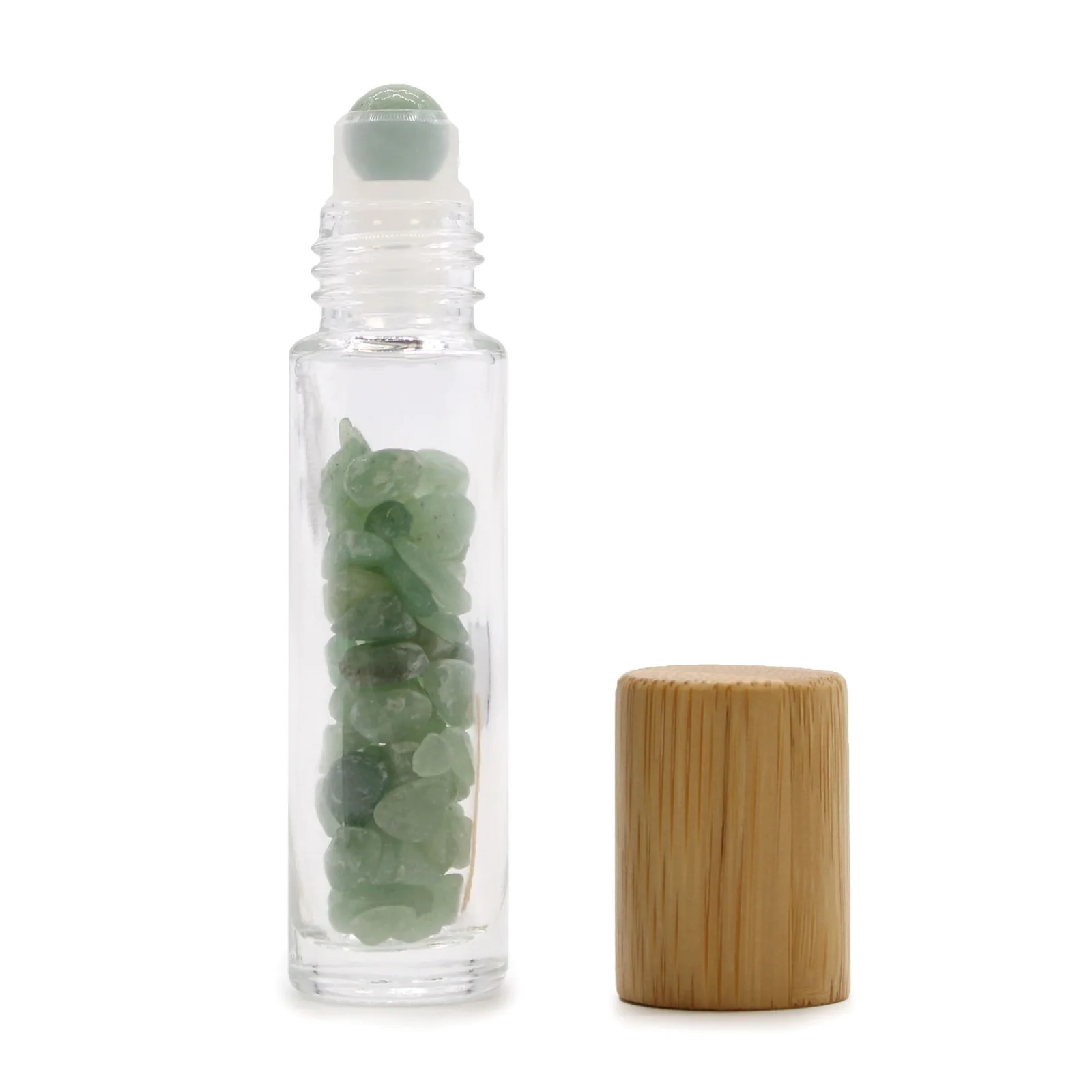 Roll-on fľaštička s aventurínom, 5 ml – drevené viečko – fotka 1