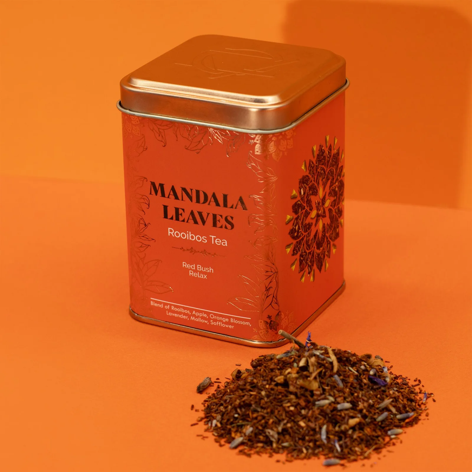 Rooibos Red Bush Relax – jablko a levanduľa, 50 g, plechovka – fotka 9