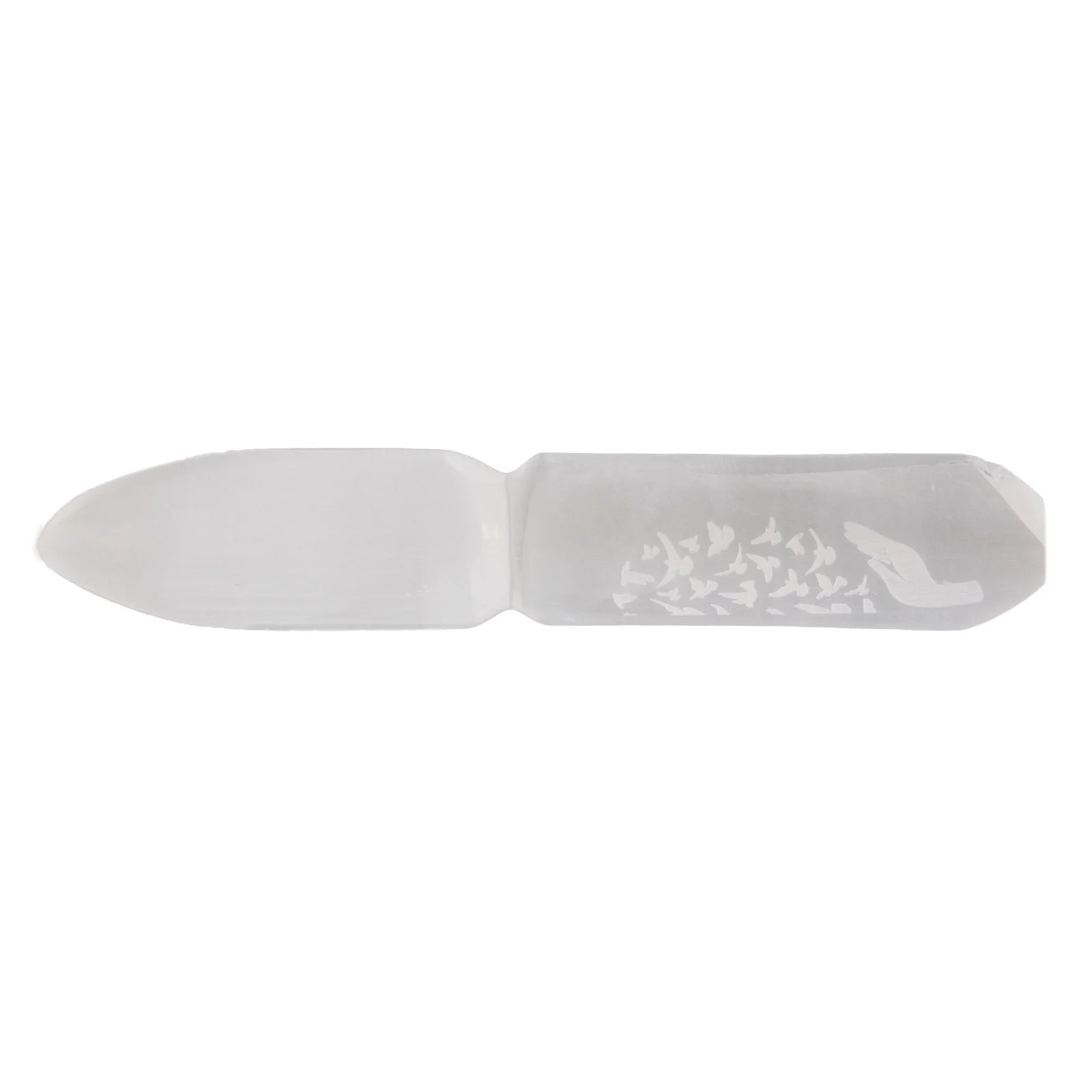 Selenitový rituálny nôž – Releasing Bonds, 20 cm – fotka 5