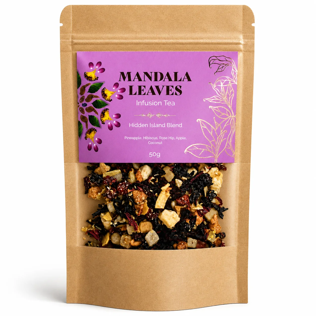 Ovocný čaj Hidden Islands – ananás a kokos, 50 g, vrecko – fotka 1