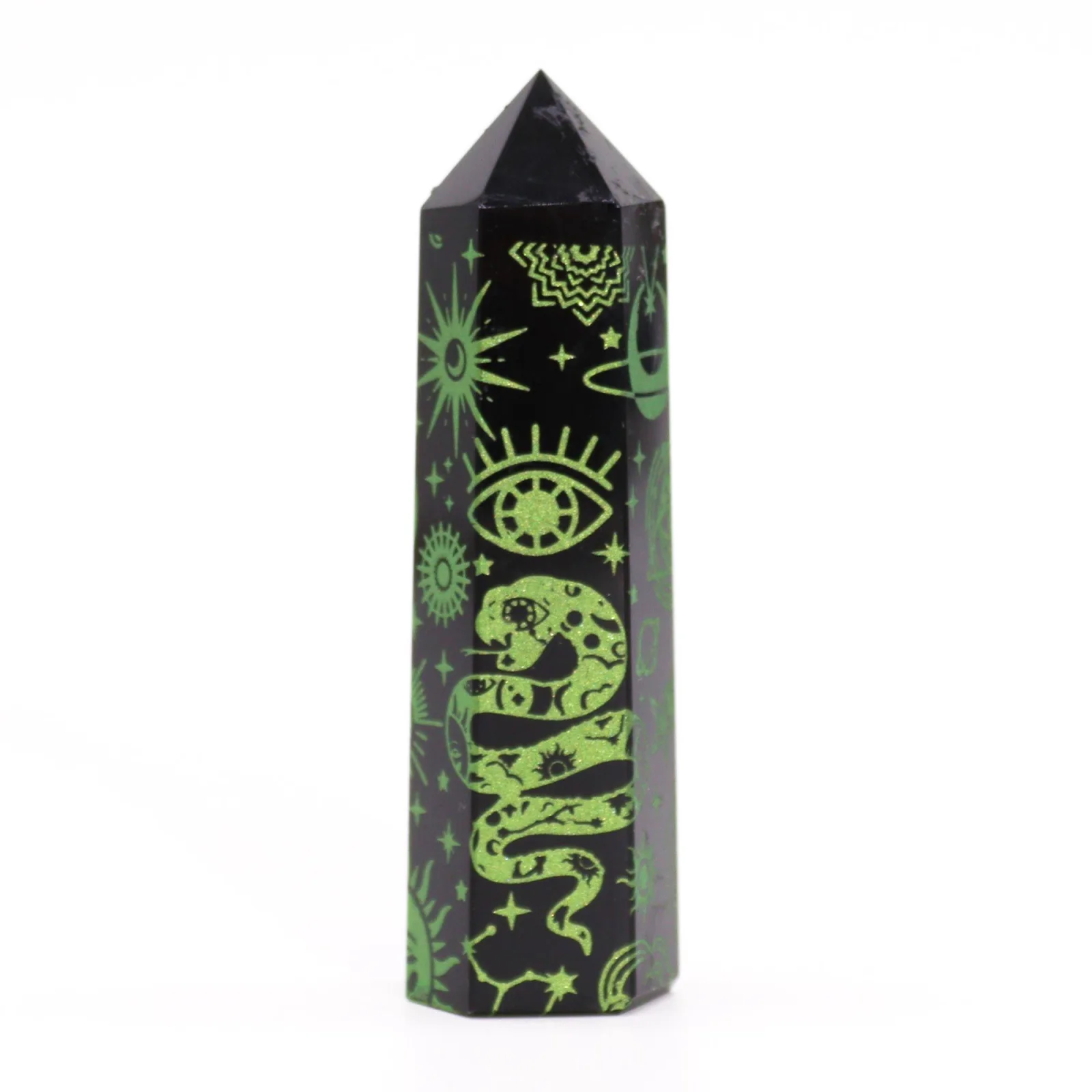 Obsidiánová špica Mystic Story – lesná zelená, 9 cm – fotka 5