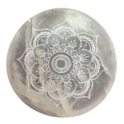 Selenitová podložka 8 cm – Mandala – fotka 2
