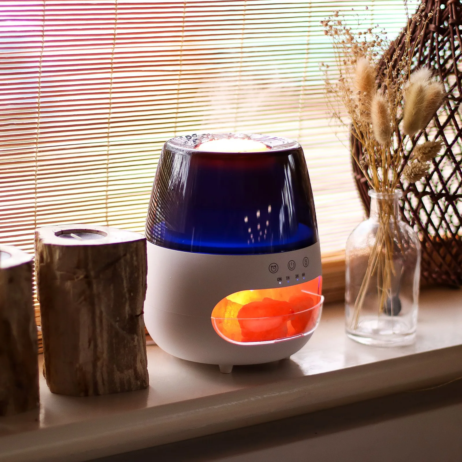 Aroma difuzér Salt Stone – efekt plameňa, USB, biely – fotka 2