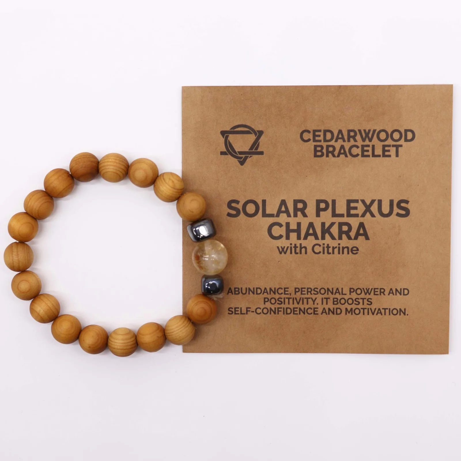 Náramok z cédrového dreva Solar Plexus Chakra – citrín – fotka 4