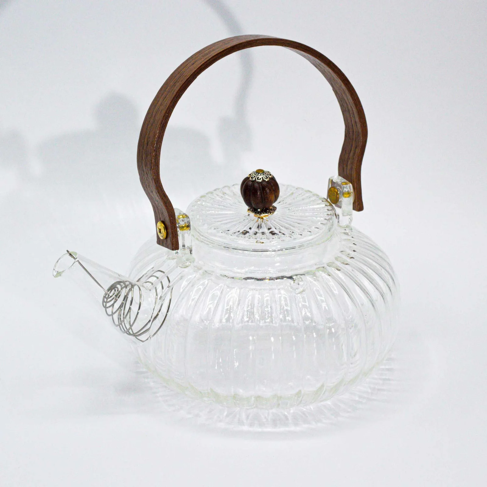Sklenená čajová kanvica Ribbed Pearl so sitkom – číra, 850 ml – fotka 5