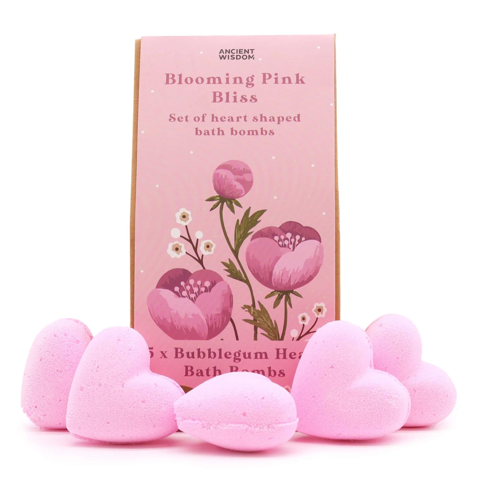 Sada bômb do kúpeľa Blooming Pink Bliss – 5 sŕdc, bubblegum – fotka 1