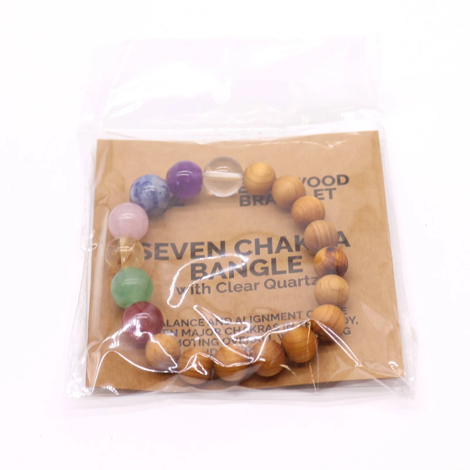 Náramok z cédrového dreva Seven Chakras – 7 kameňov – fotka 2