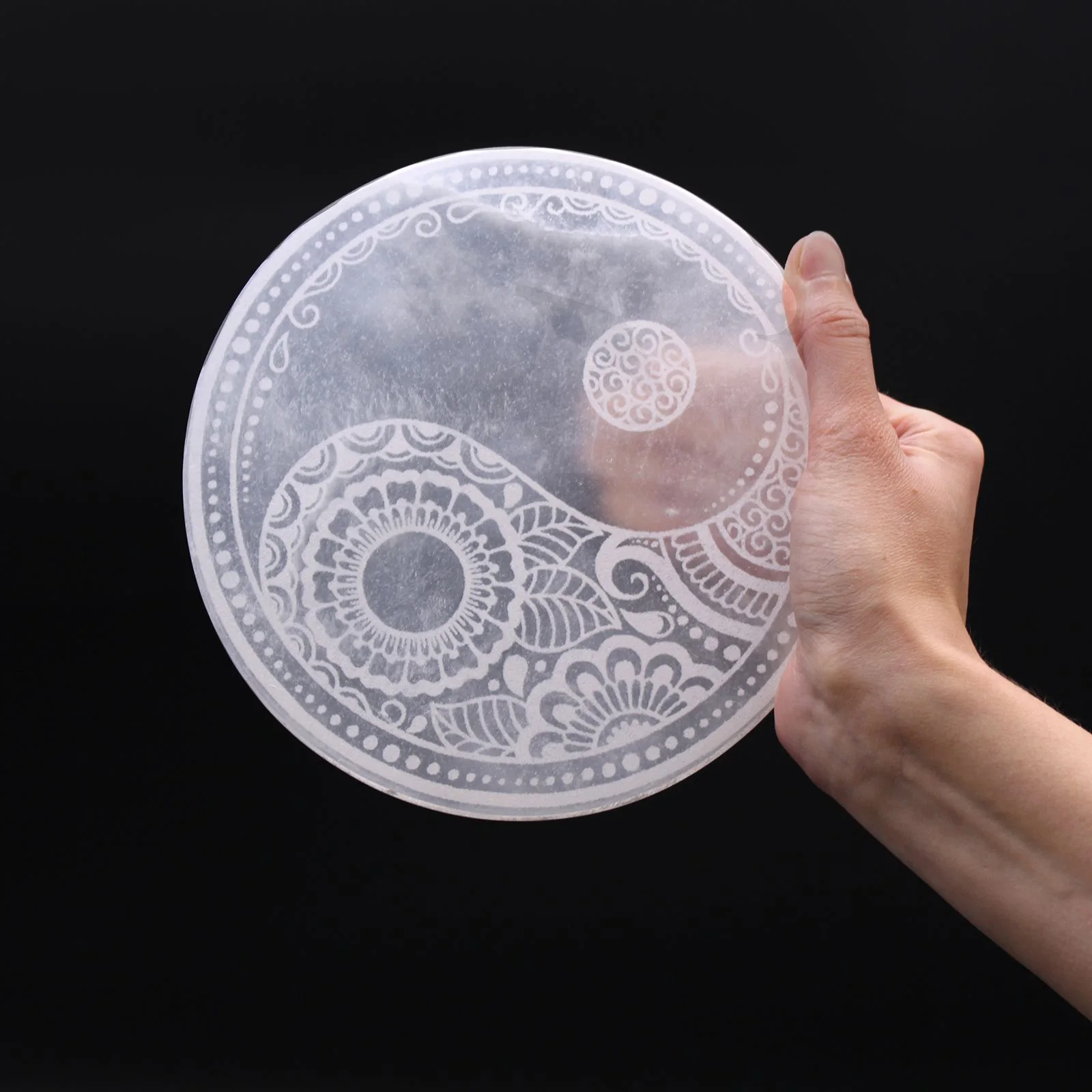 Veľká selenitová platňa 18 cm – Feng Shui – fotka 1