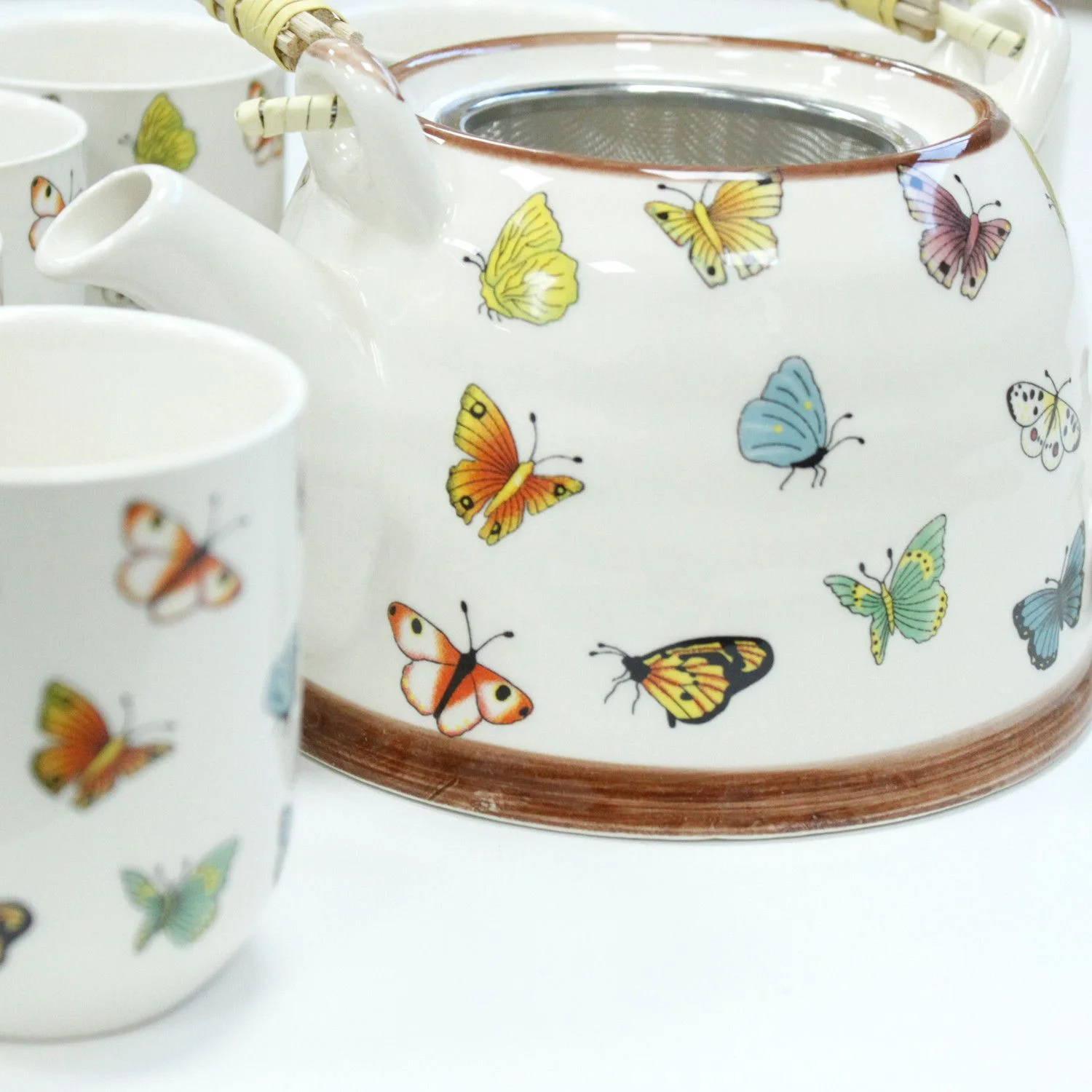 Čajová súprava Herbal Butterflies – čajník a 6 šálok – fotka 2