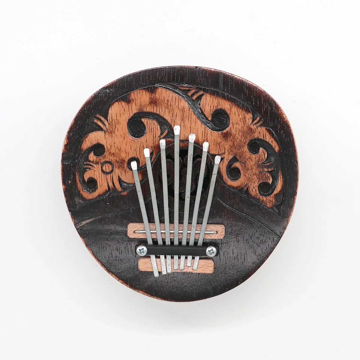 Kalimba z kokosu Antique – 7 kovových jazýčkov – fotka 1