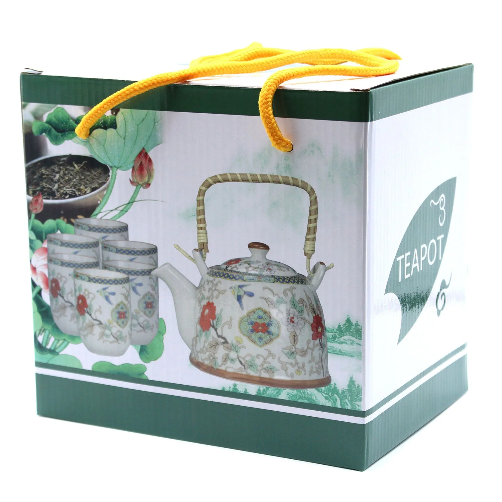 Čajová súprava Herbal White Stone Oriental – čajník a 6 šálok – fotka 4