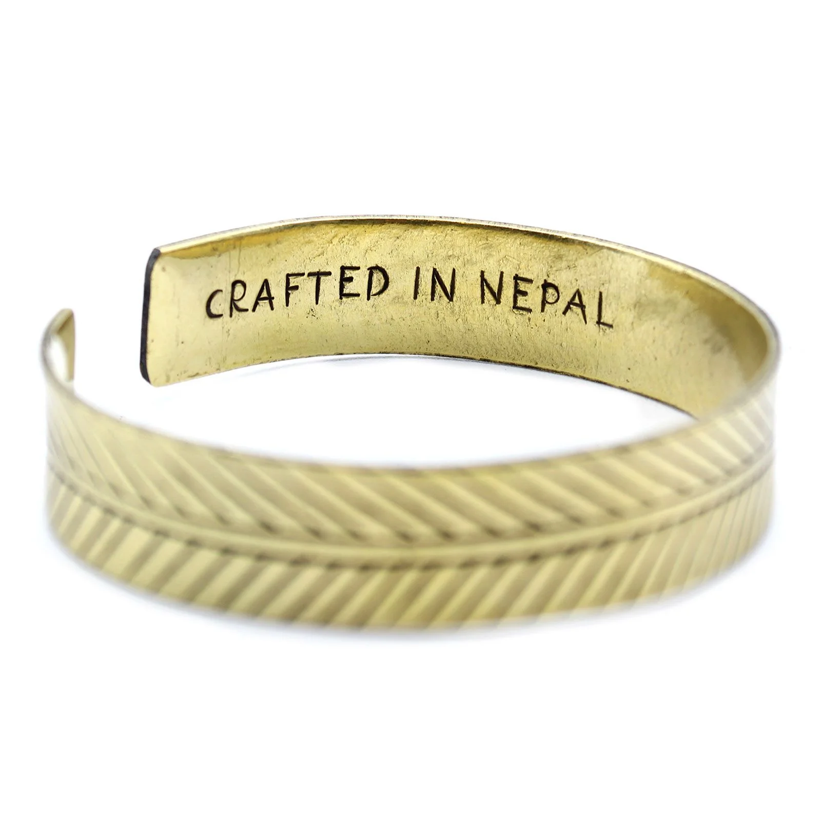 Tibetský mosadzný náramok Tribal Leaf – široký – fotka 3