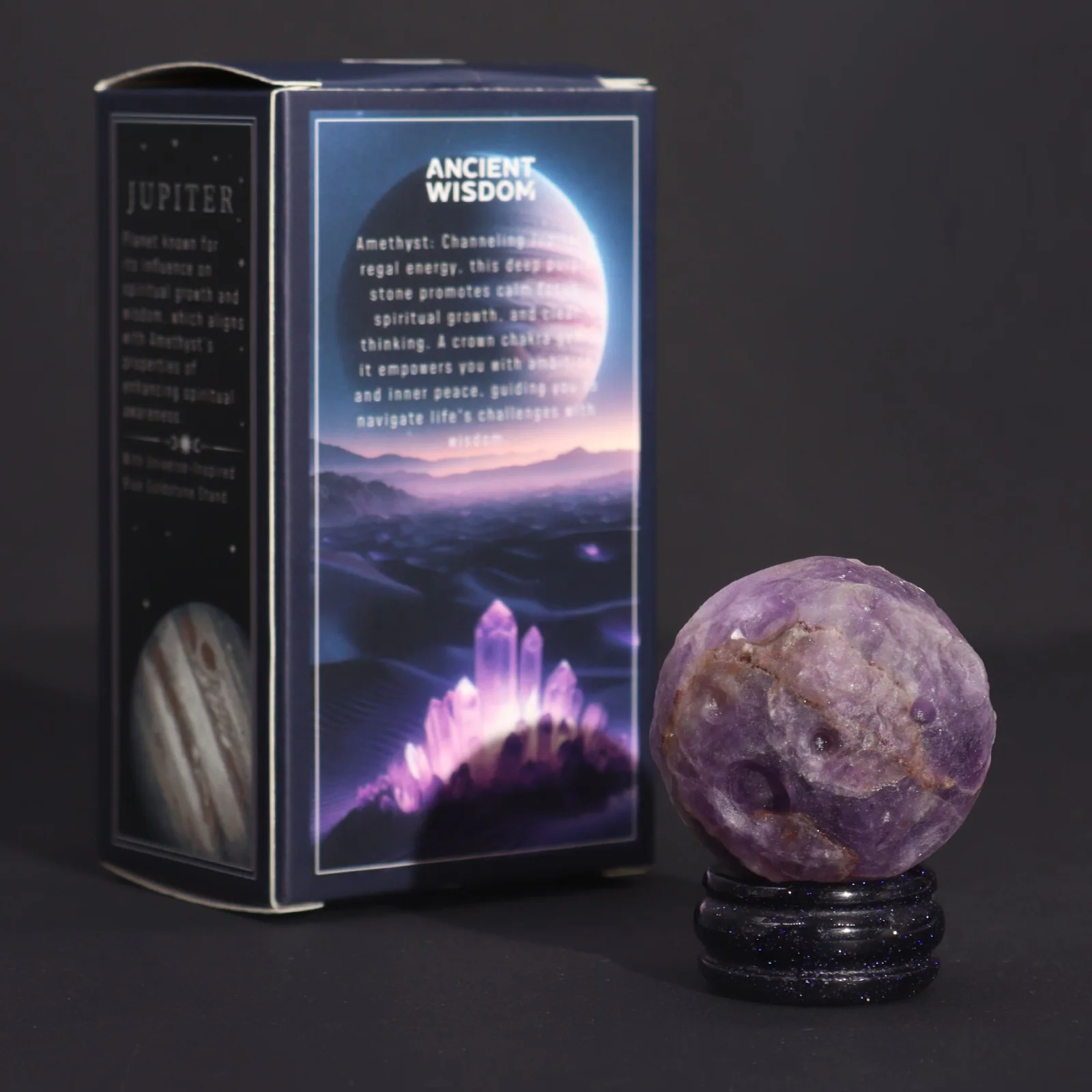 Planéta Jupiter z ametystu na stojane z goldstonu, 40 mm – fotka 3