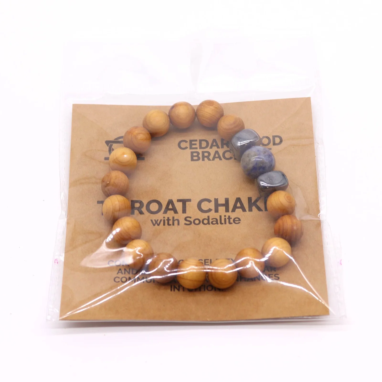 Náramok z cédrového dreva Throat Chakra – sodalit – fotka 2