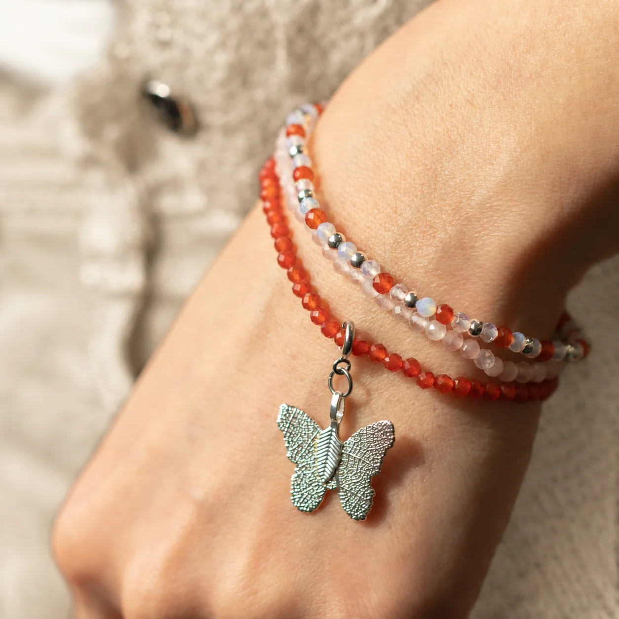 Sada náramkov Nymph Spirit Love & Flame – ruženín, rubín – fotka 1