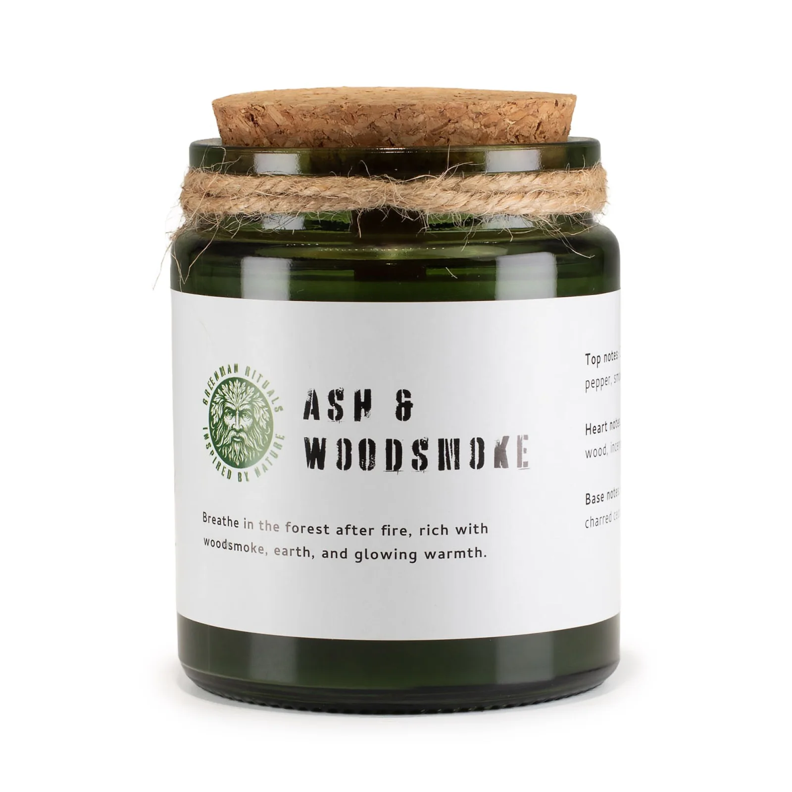 Sójová sviečka Greenman Ash & Woodsmoke – dym a drevo – fotka 1