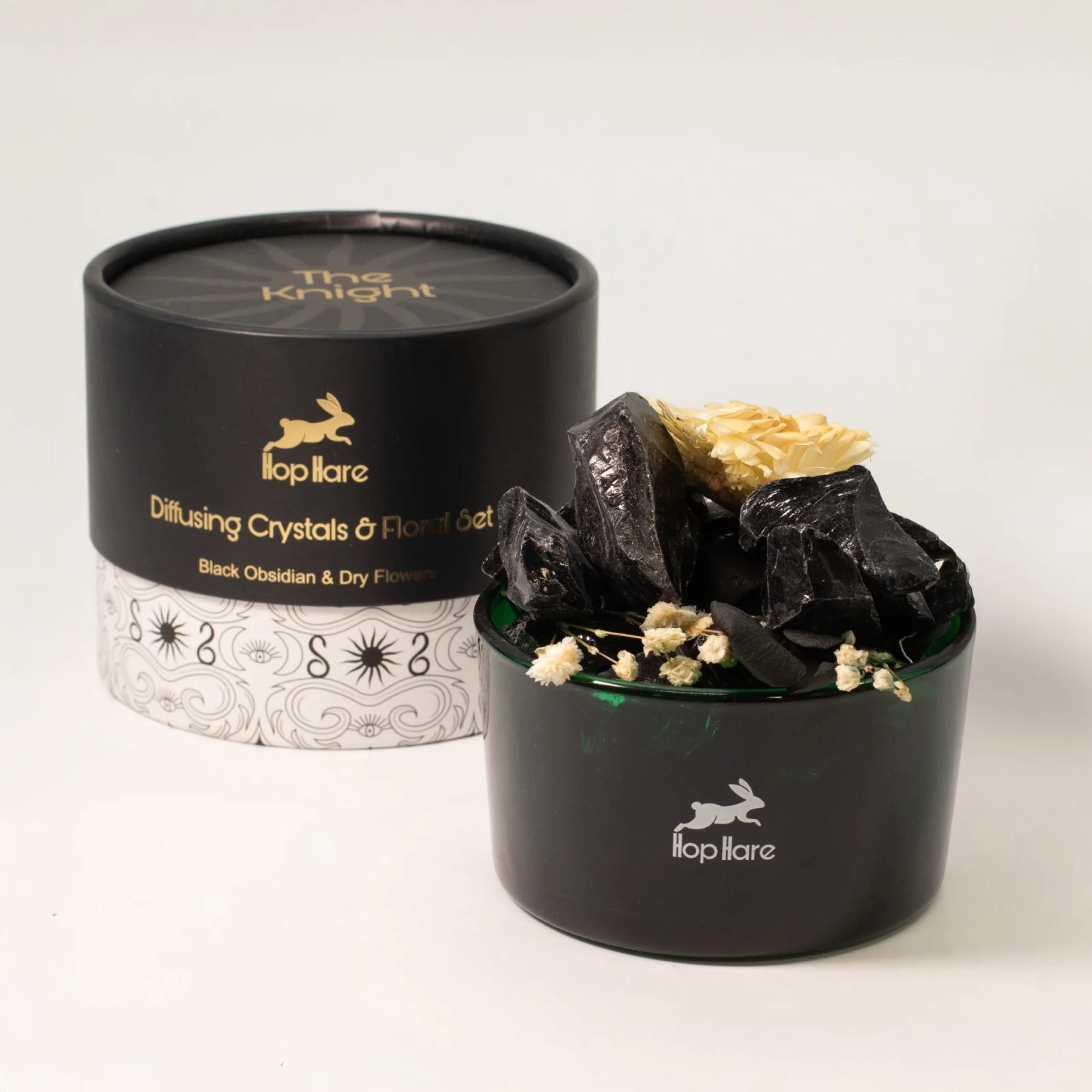 Kryštály a sušené kvety Hop Hare The Knight – čierny obsidián – fotka 3