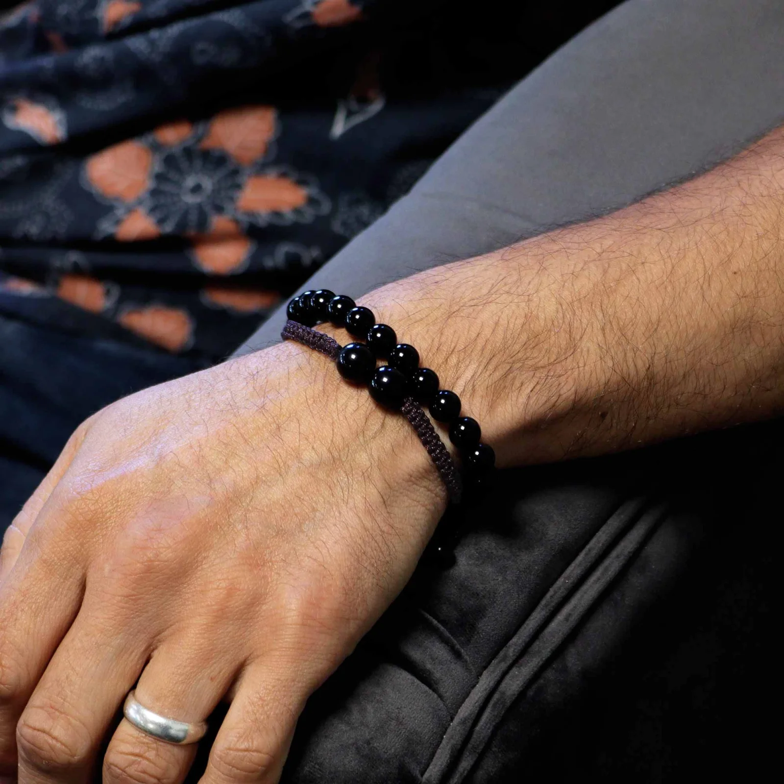 Sada náramkov Gemstone Double Power – čierny achát – fotka 1
