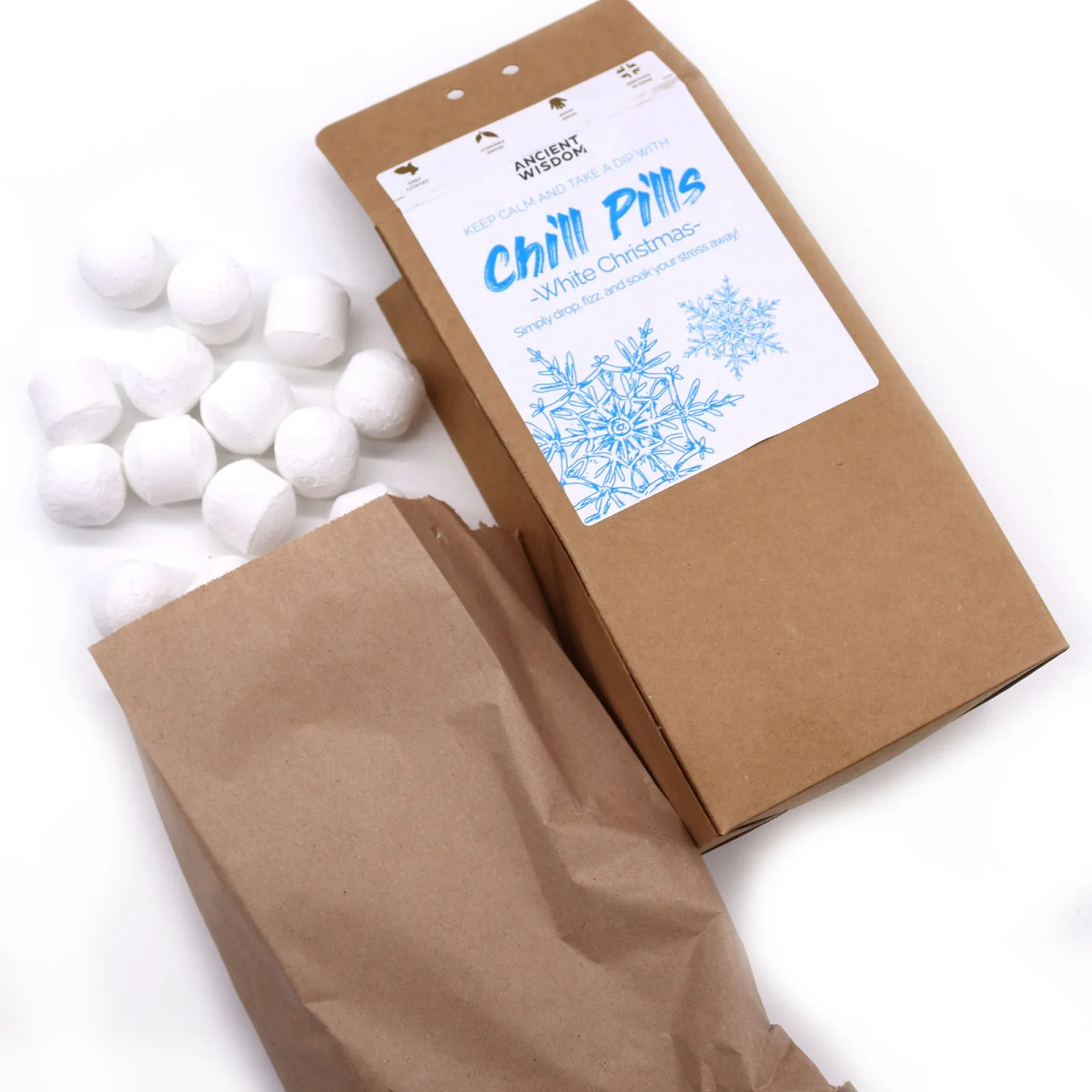 Šumivé tablety do kúpeľa Chill Pills – White Christmas, 350 g – fotka 2