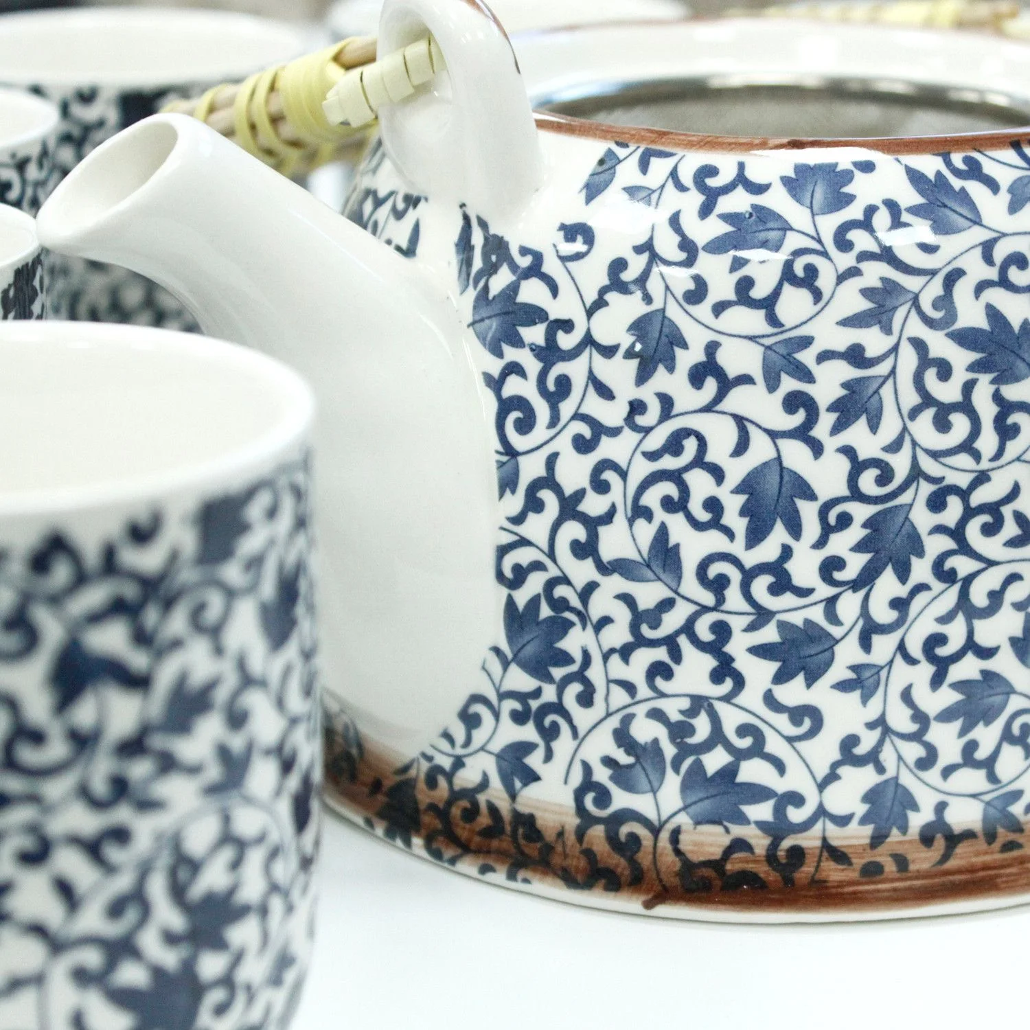 Čajová súprava Herbal Blue Pattern – čajník a 6 šálok – fotka 8
