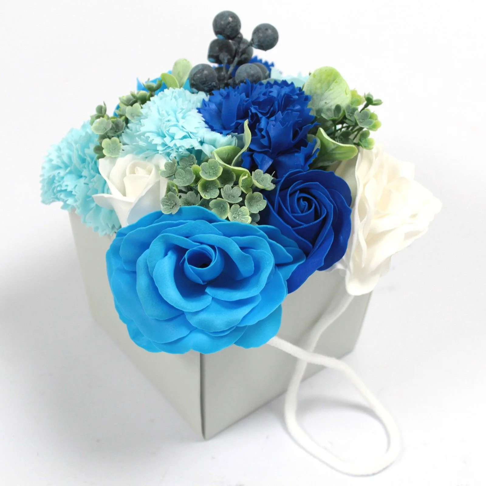 Mydlová kytica v taške – Blue Wedding, modrá – fotka 2