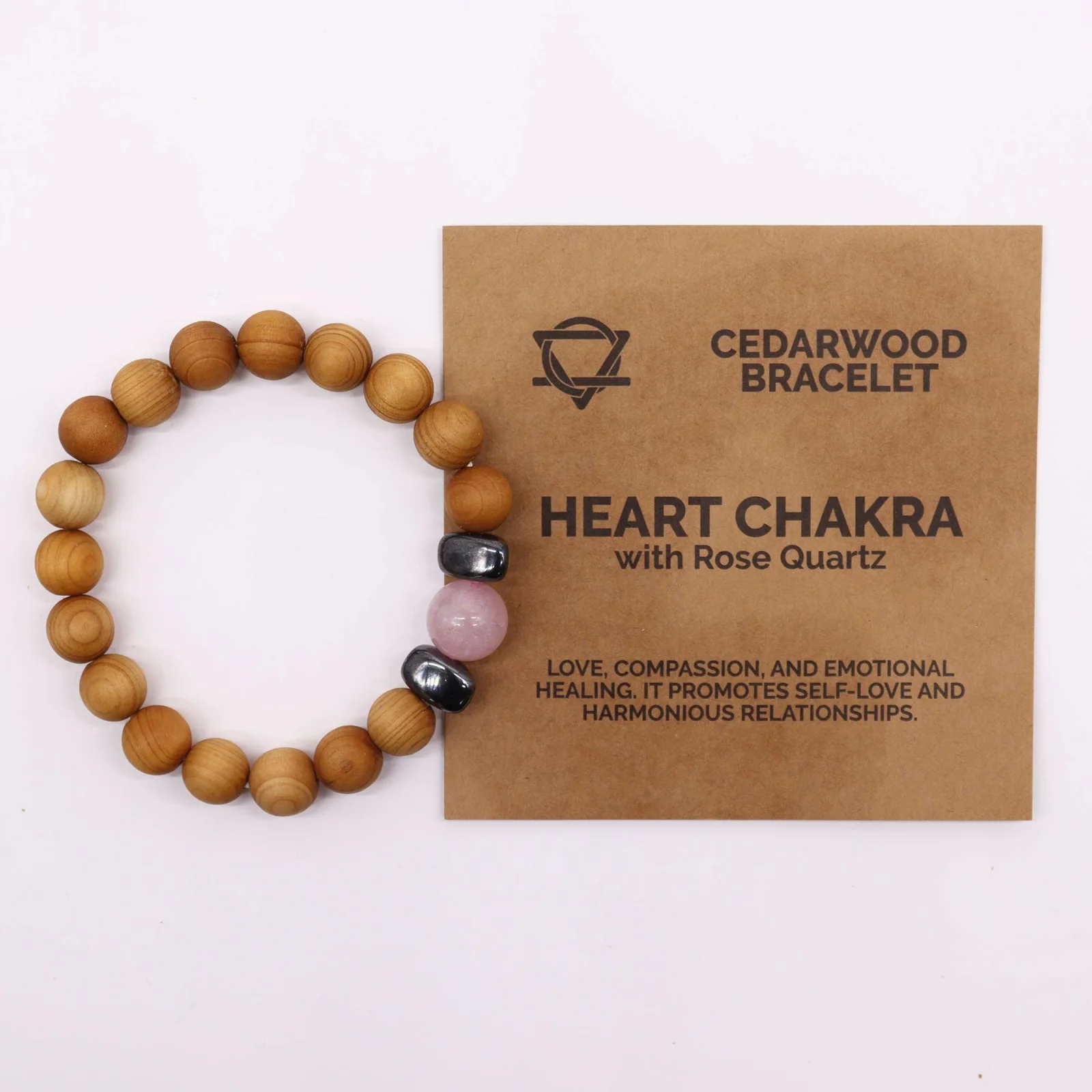 Náramok z cédrového dreva Heart Chakra – ruženín – fotka 4