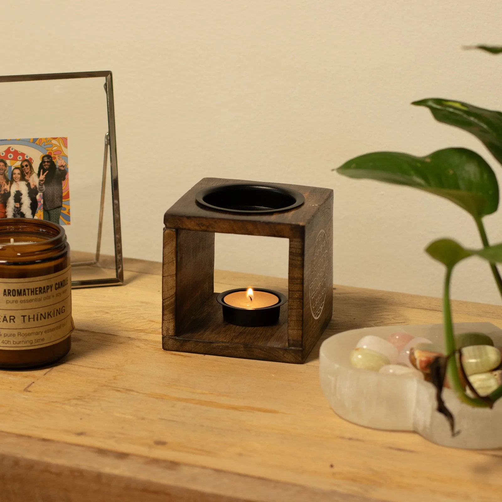 Aromalampa z mangového dreva – jin a jang, štvorcová – fotka 5