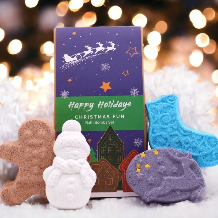 Vianočná sada bômb do kúpeľa Christmas Fun – 4 ks – fotka 1