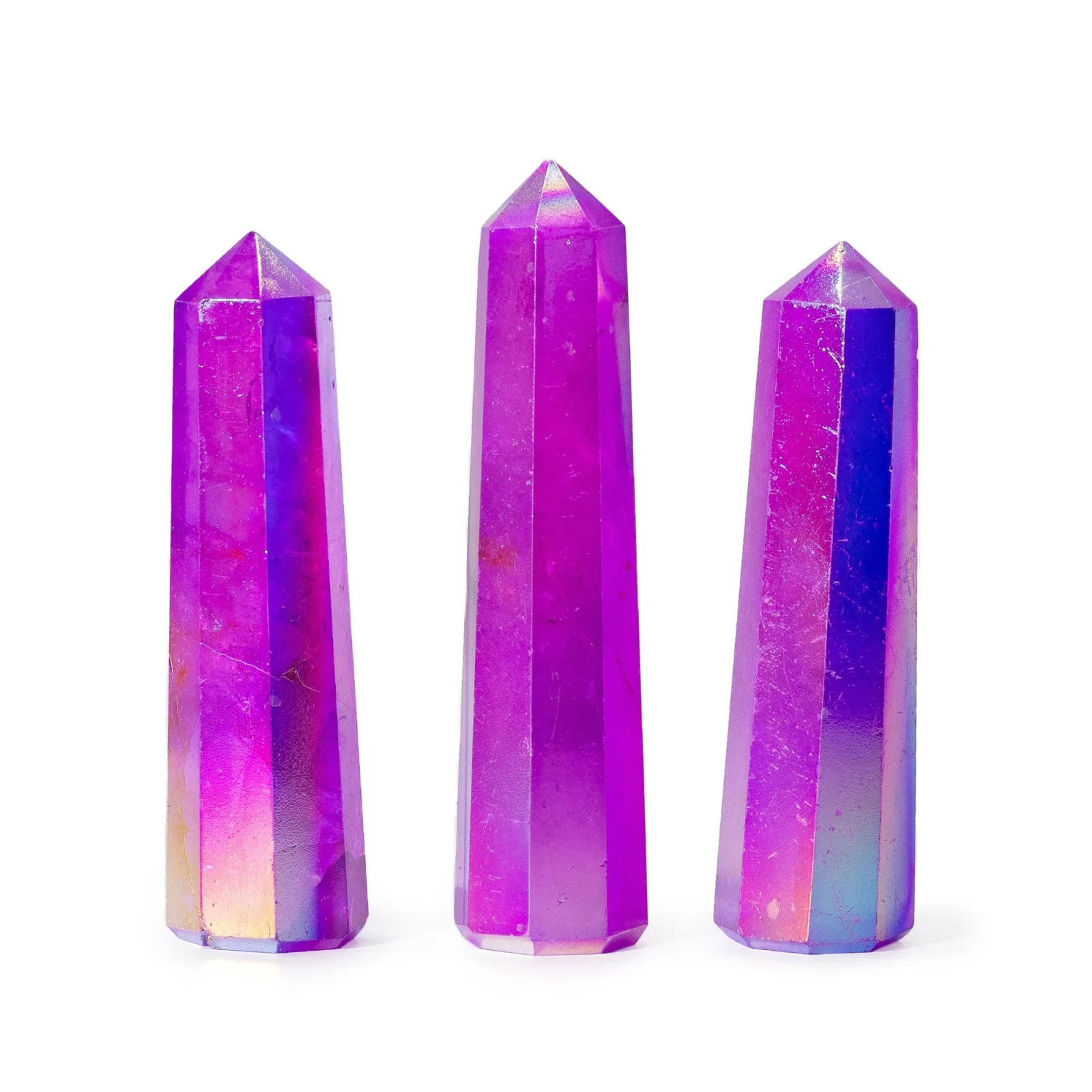 Obelisk z aura krištáľu – fialový, 9 cm – fotka 1