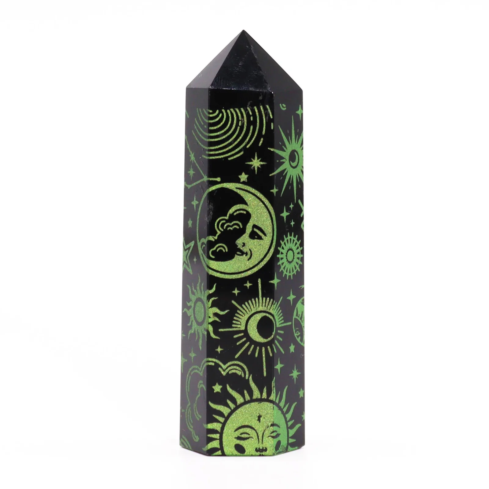 Obsidiánová špica Mystic Story – lesná zelená, 9 cm – fotka 6