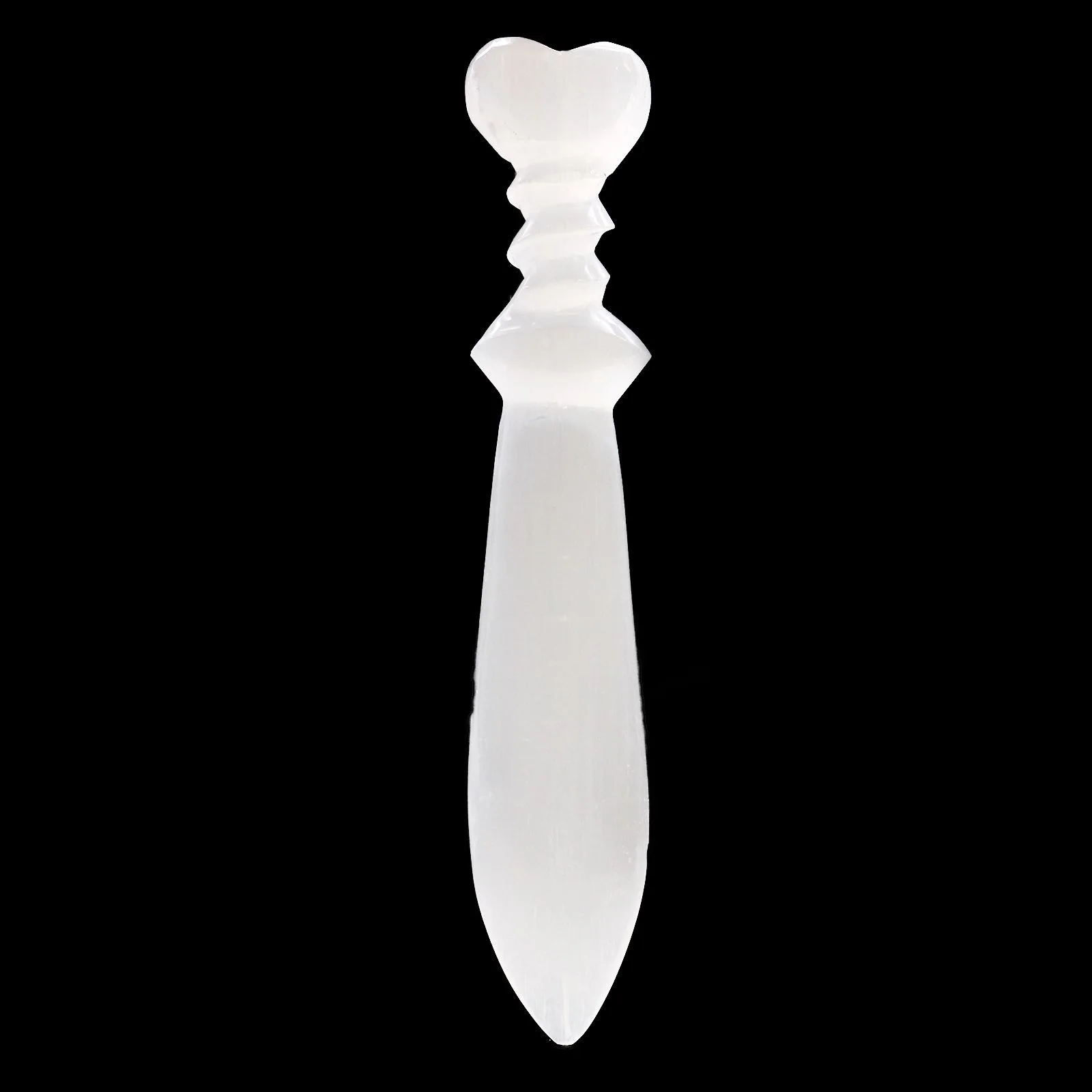 Veľký selenitový rituálny nôž – špirála, 25 cm – fotka 5