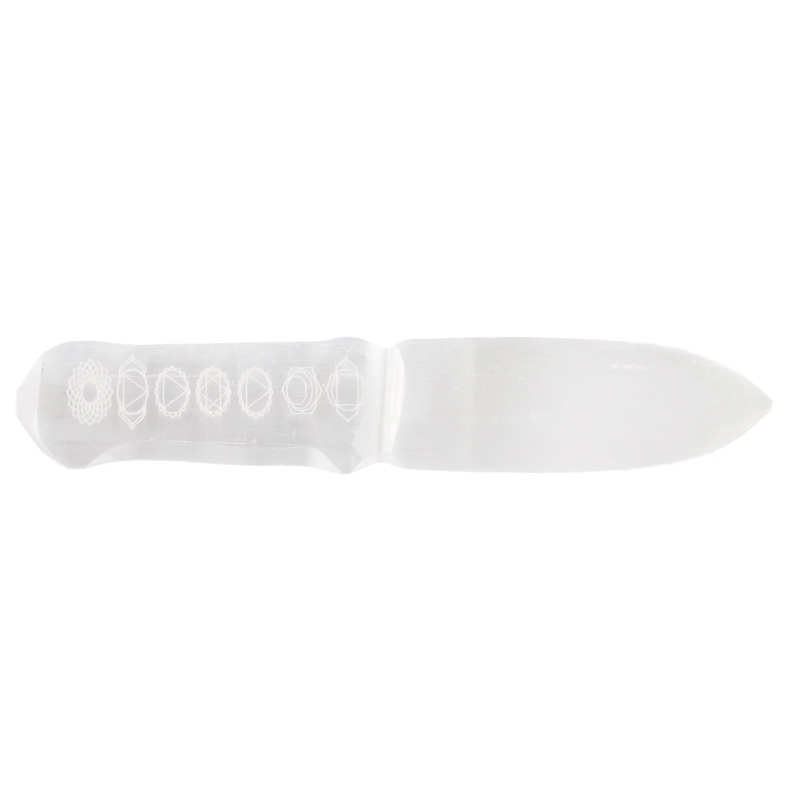 Selenitový rituálny nôž – Chakra, 20 cm – fotka 5