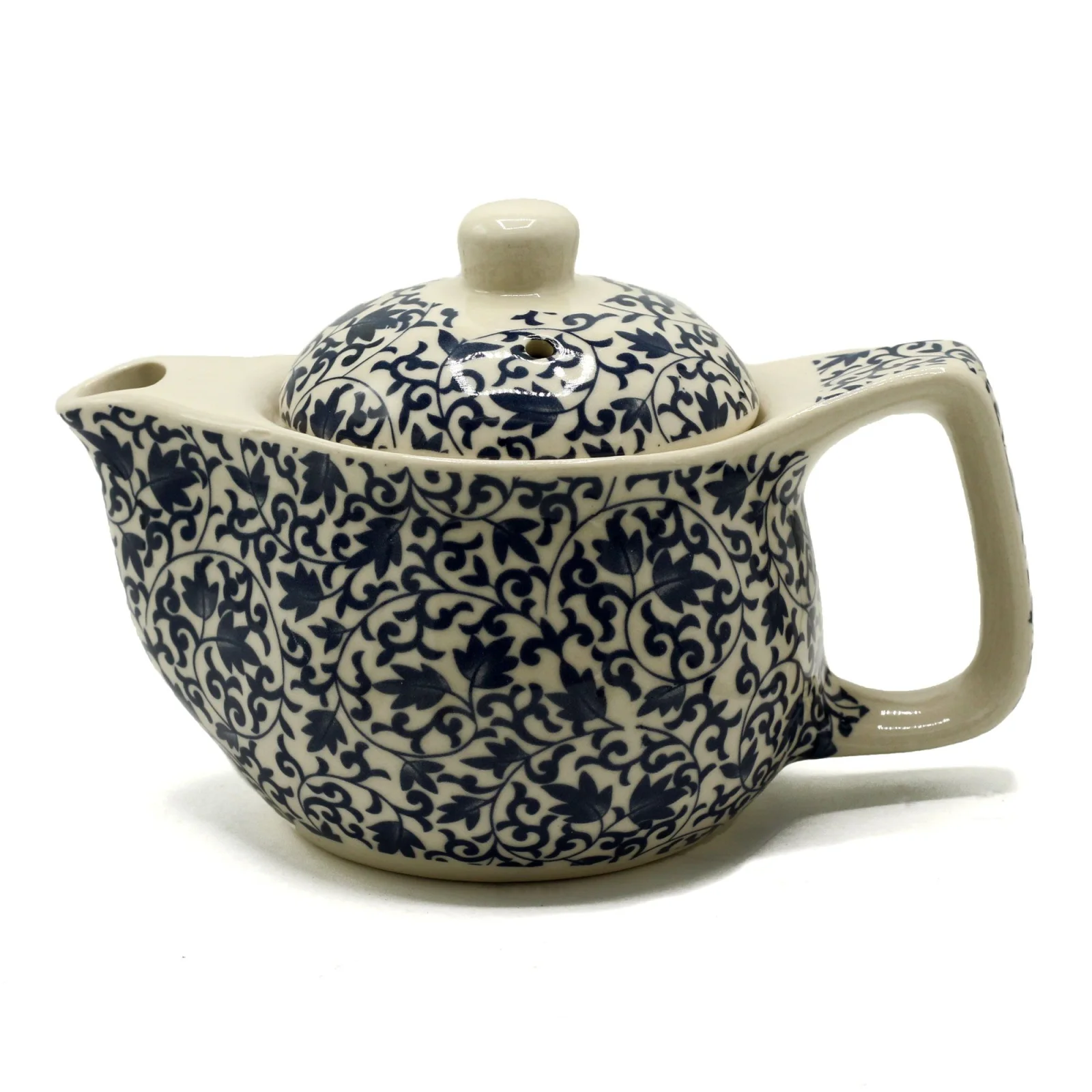 Keramický čajník Herbal Blue Pattern s kovovým sitkom, 350 ml – fotka 1