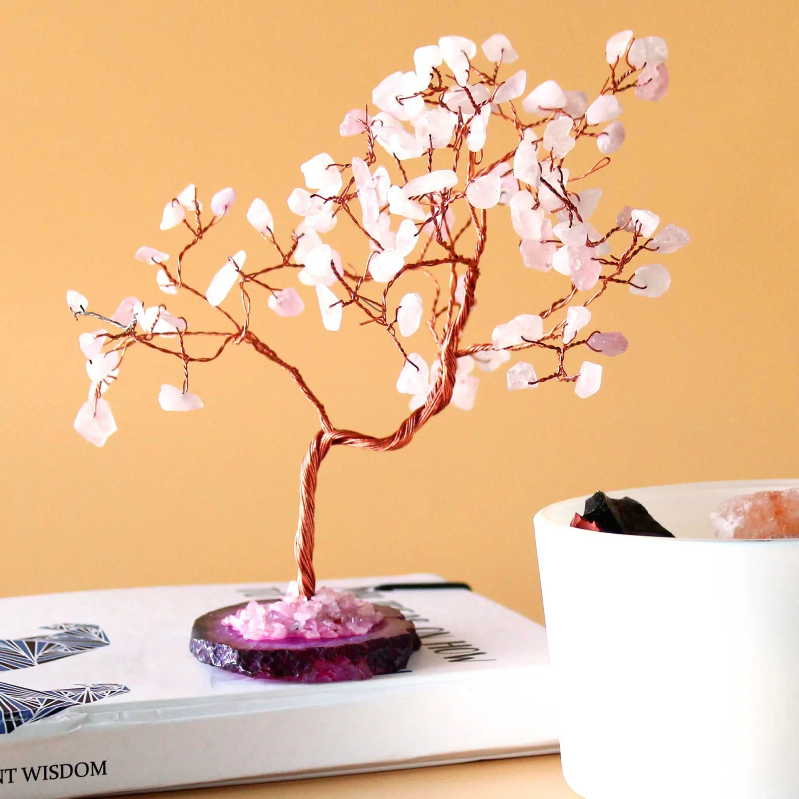 Veľký stromček šťastia – ruženín, 100 kameňov – fotka 1