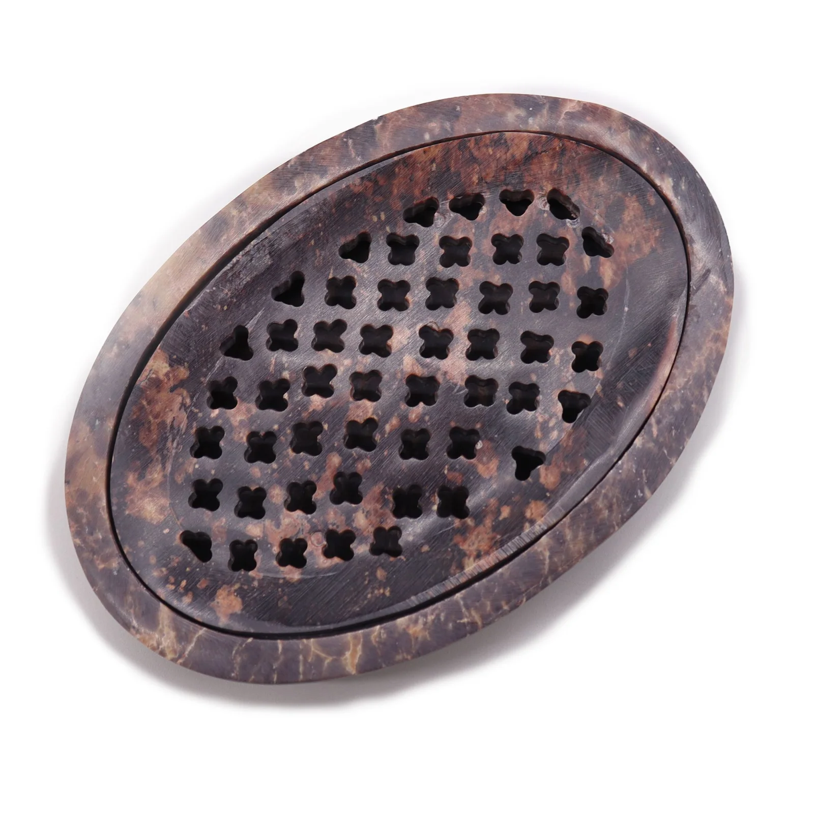 Mydelnička s odkvapkávačom z mastenca – oválna, 11 × 8 cm – fotka 2